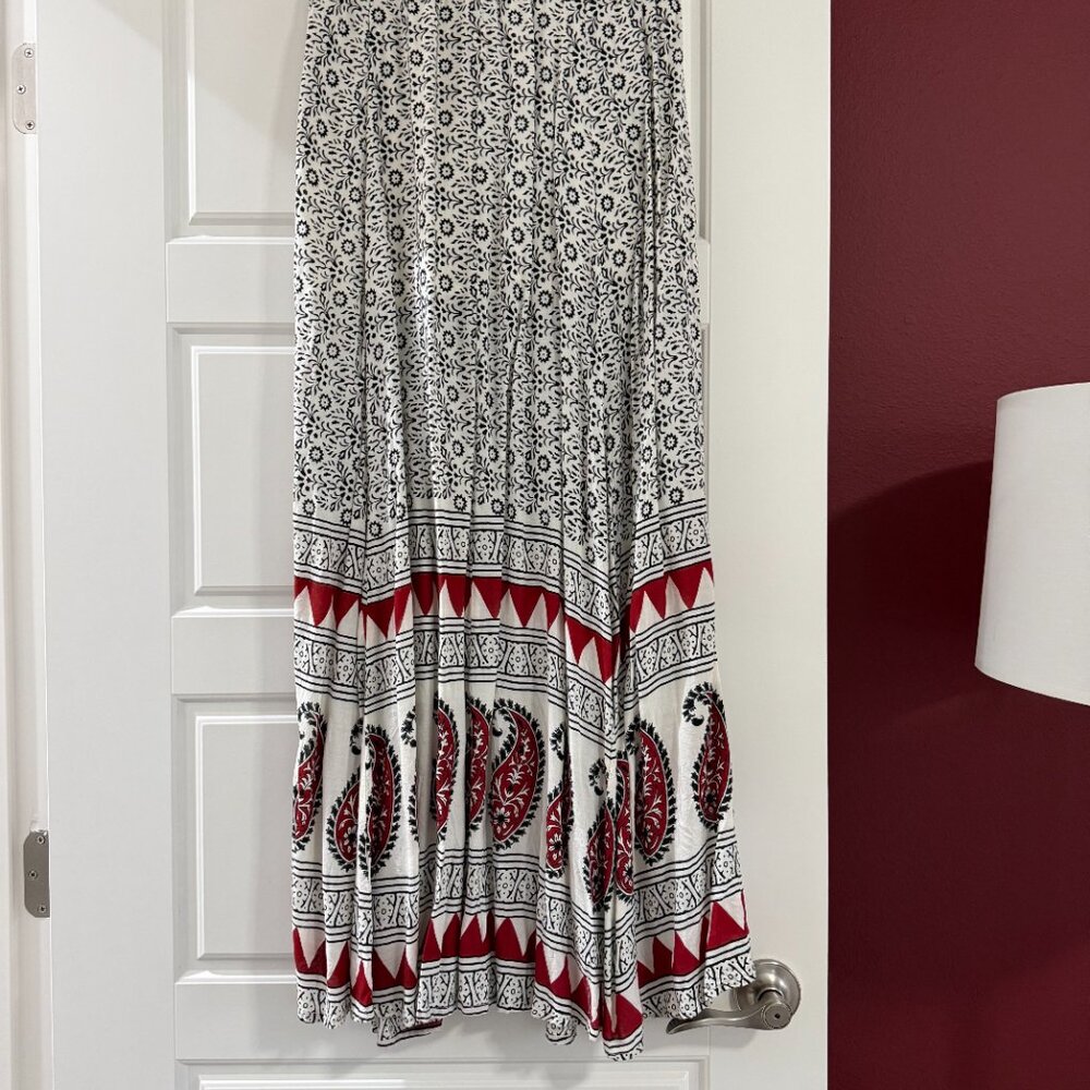 Free People White and Red Paisley Maxi Skirt - Picture 2 of 4
